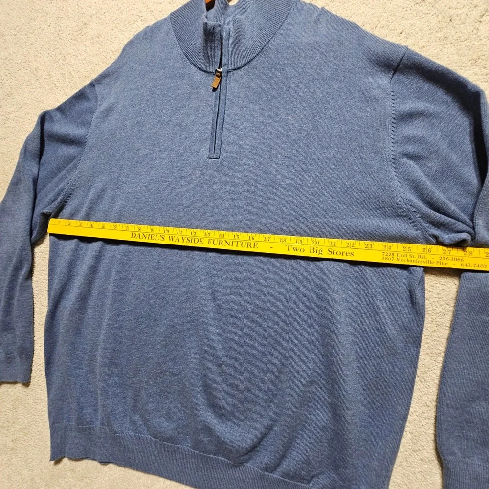 Roundtree & Yorke Mens 2XB Blue Quarter Zip Pullover Sweater Cotton Blend - Picture 8 of 11